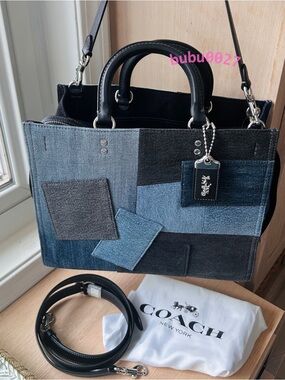 NWT🦋Coach Rogue Bag With Repurposed Denim Patchwork Shoulder CAN10 Rare Limited